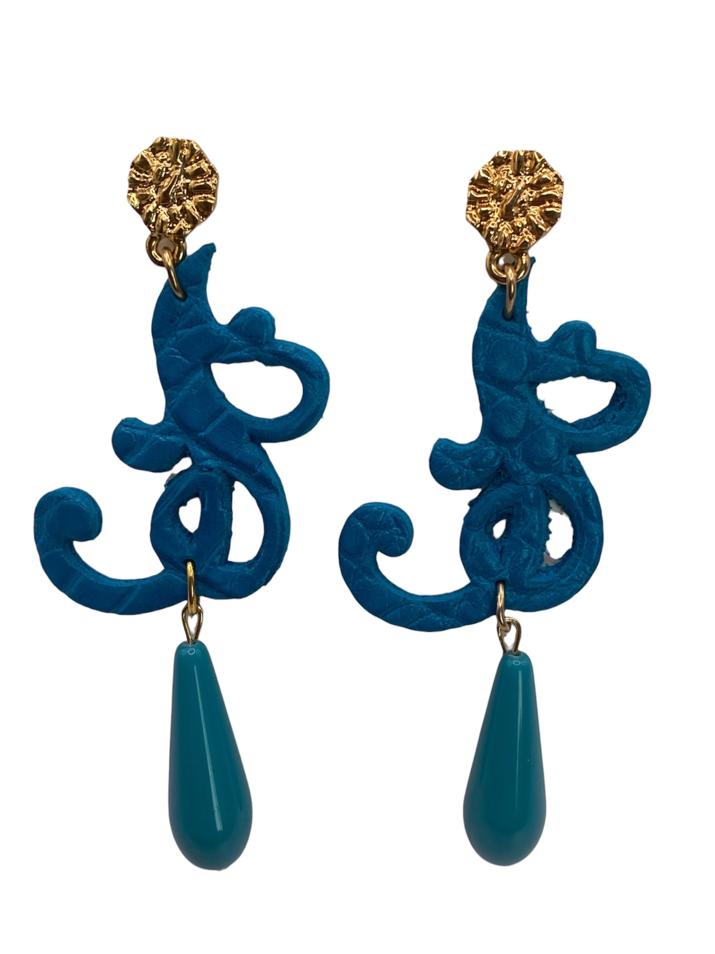 ORECCHINI DONNA RICAMO INTRECCIO IN PELLE E PENDENTE - Collezione Napoli