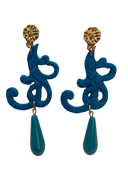 ORECCHINI DONNA RICAMO INTRECCIO IN PELLE E PENDENTE - Collezione Napoli