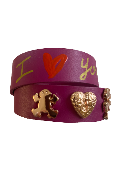 Bracciale portafortuna pelle fucsia