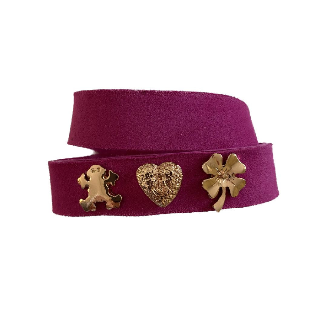 Bracciale portafortuna suede fucsia