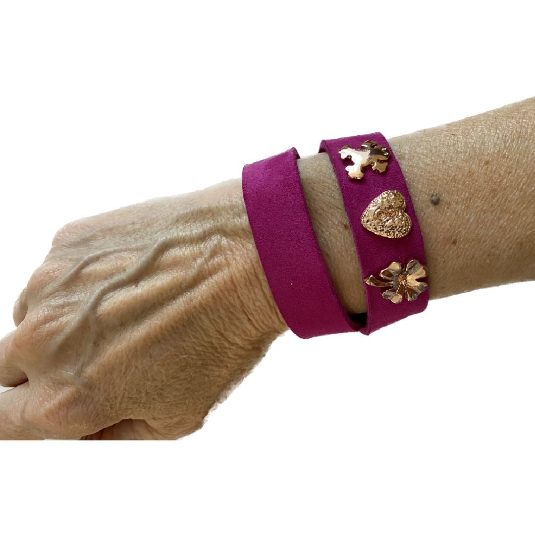 Bracciale portafortuna suede fucsia